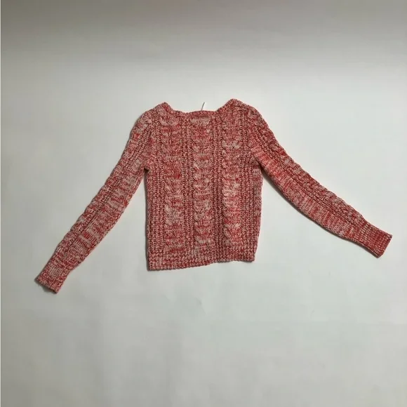 FREE PEOPLE slightly cropped orange and white sweater - Picture 6 of 6